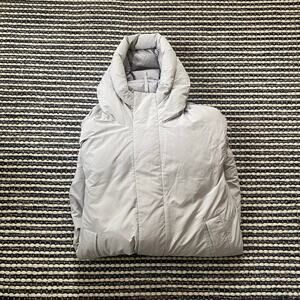 🌿Muji Mens Light Gray Down Hooded Zip Coat XS